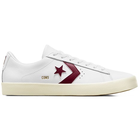 Converse Pro Leather Vulc Shoe in White/Deep Bordeaux/Egret