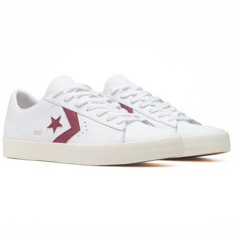 Converse Pro Leather Vulc Shoe in White/Deep Bordeaux/Egret
