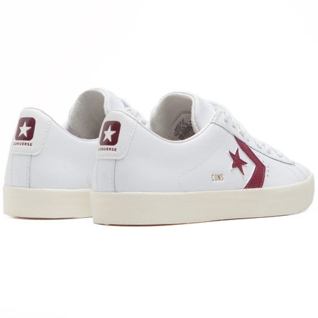 Converse Pro Leather Vulc Shoe in White/Deep Bordeaux/Egret