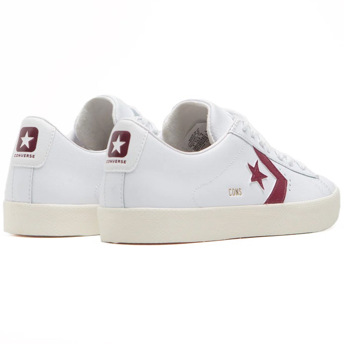 Converse Pro Leather Vulc Shoe in White/Deep Bordeaux/Egret