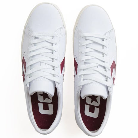 Converse Pro Leather Vulc Shoe in White/Deep Bordeaux/Egret