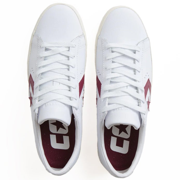 Converse Pro Leather Vulc Shoe in White/Deep Bordeaux/Egret