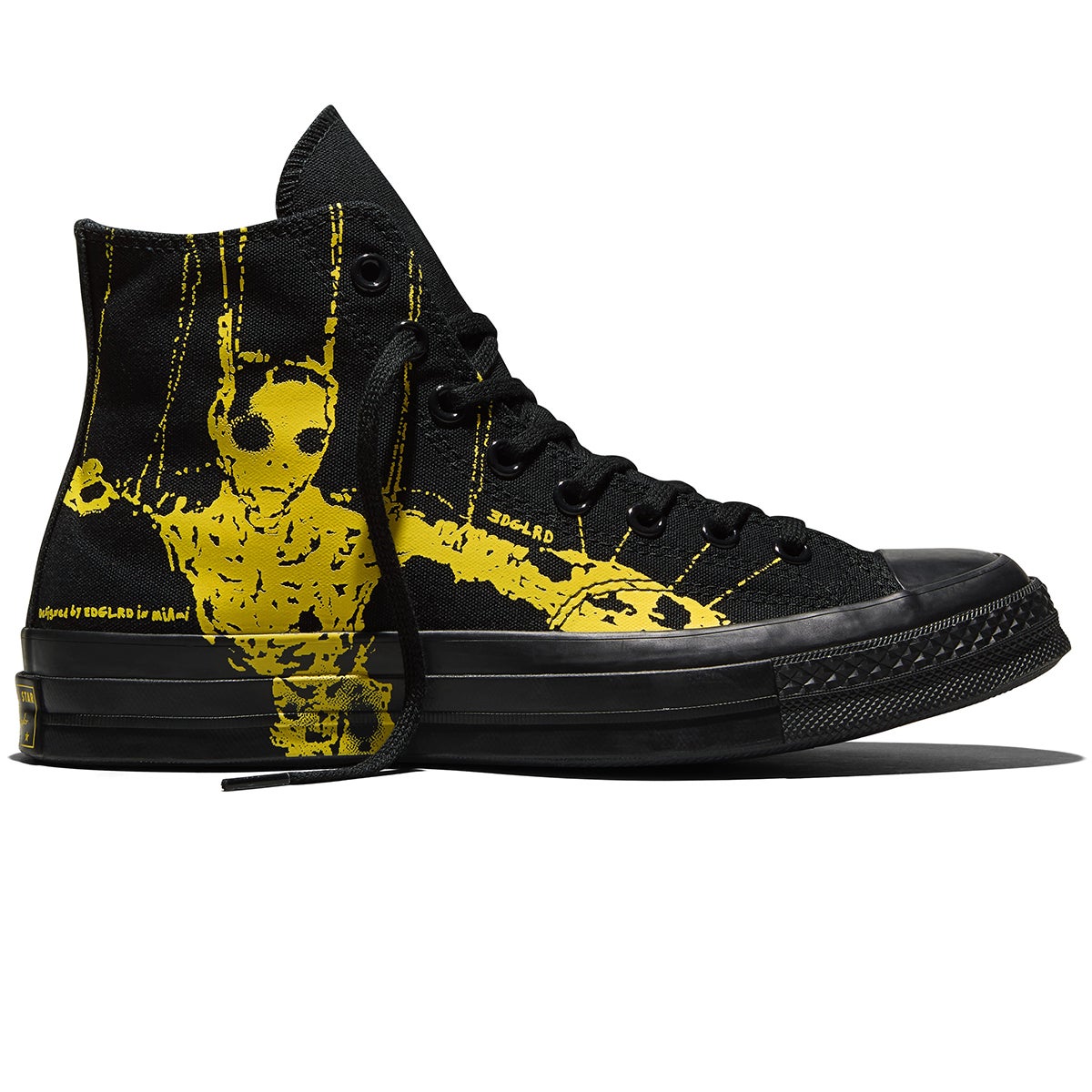 Converse X EDGLRD Chuck 70 Hi Shoe in Black/Yellow/Black | Boardertown