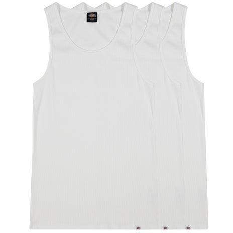 Dickies Basic Rib Singlet 3 Pack in White