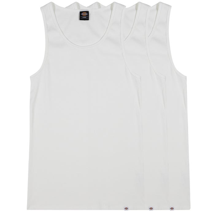 Dickies Basic Rib Singlet 3 Pack in White