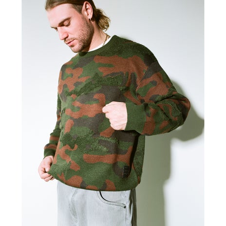 Dime Camo Chenille Knit in Woodland