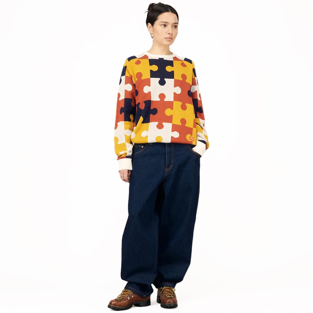 Dime Camo Puzzle Knit in Orange | Boardertown