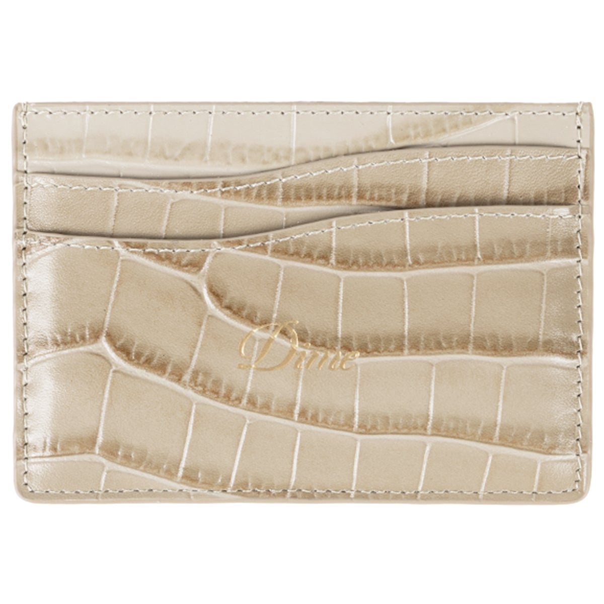 小物 DIME CROC BIFOLD WALLET TAN Men's Light Brown Croc‑Embossed