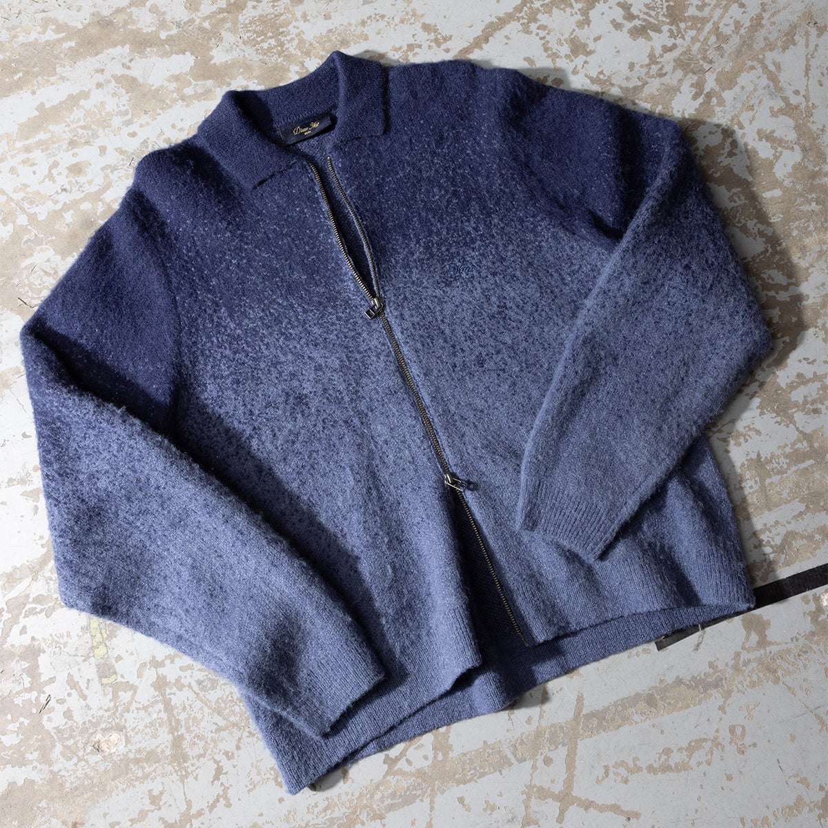 Dime Mohair Double Zip Knit in Midnight Blue | Boardertown