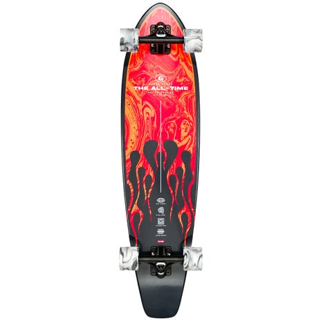 Globe The All-Time Longboard Skateboard in Red Flames