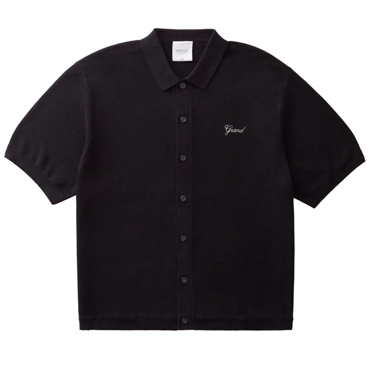 Grand Knit Button Up Shirt in Black | Boardertown