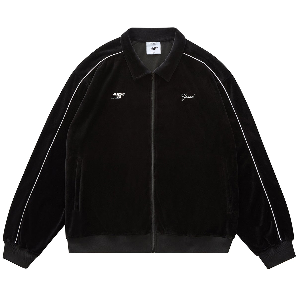Grand x New Balance Velour Track Jacket in Black | Boardertown