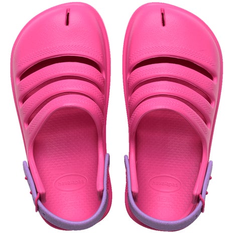 Havaianas Kids Clog Jandal in Pink Flux/Prisma Purple