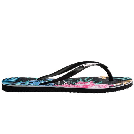 Havaianas Kids Slim Floral Palm Jandal in Black