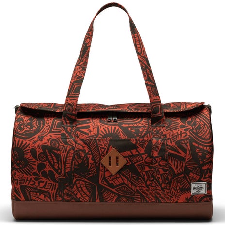 Herschel Thomas Campbell Heritage Duffle in Forest Night/Saddle Brown