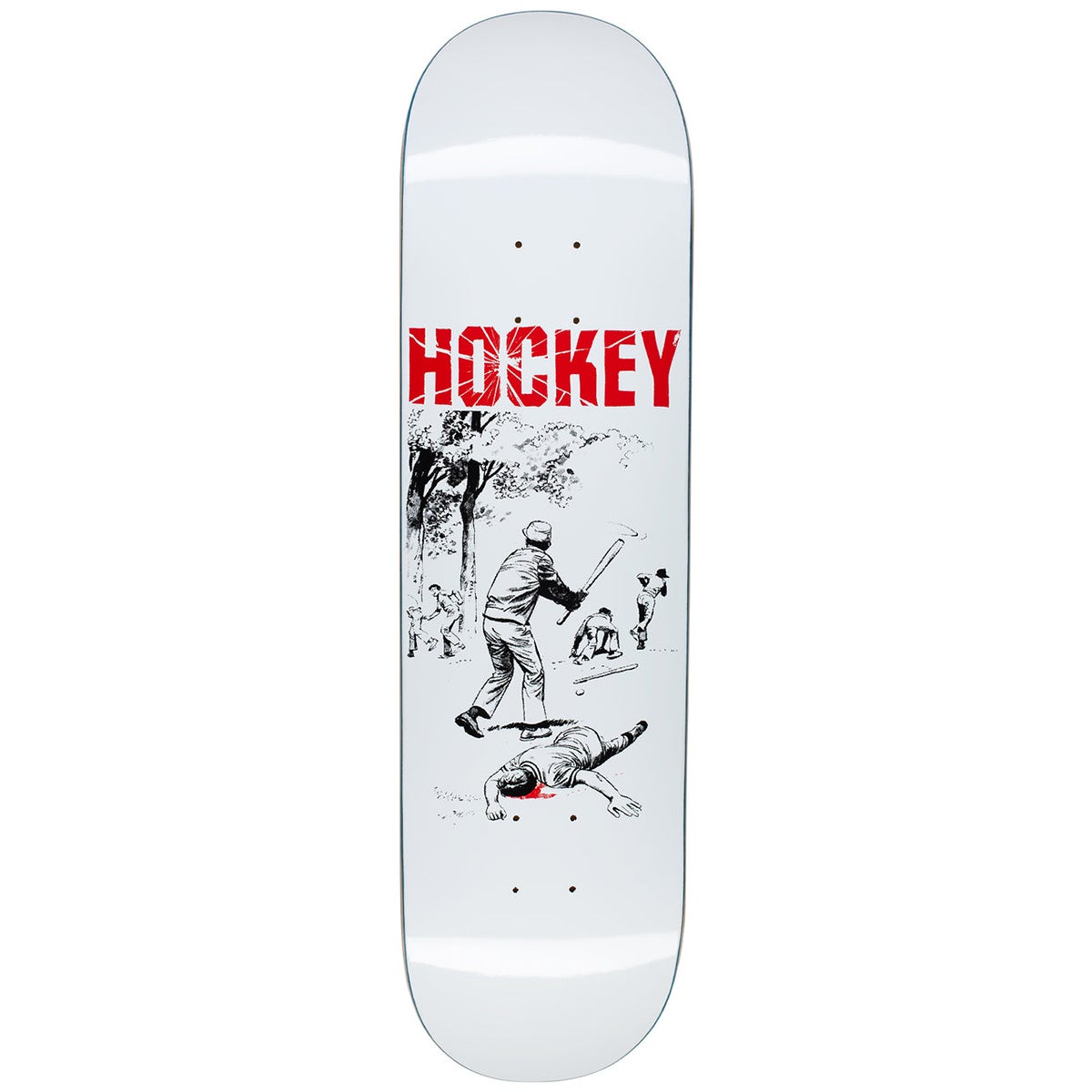 Hockey Baseball White Skateboard Deck in White Boardertown