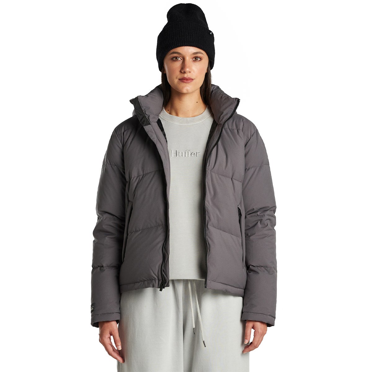 Huffer Wmns Block Down Jacket in Grey Boardertown