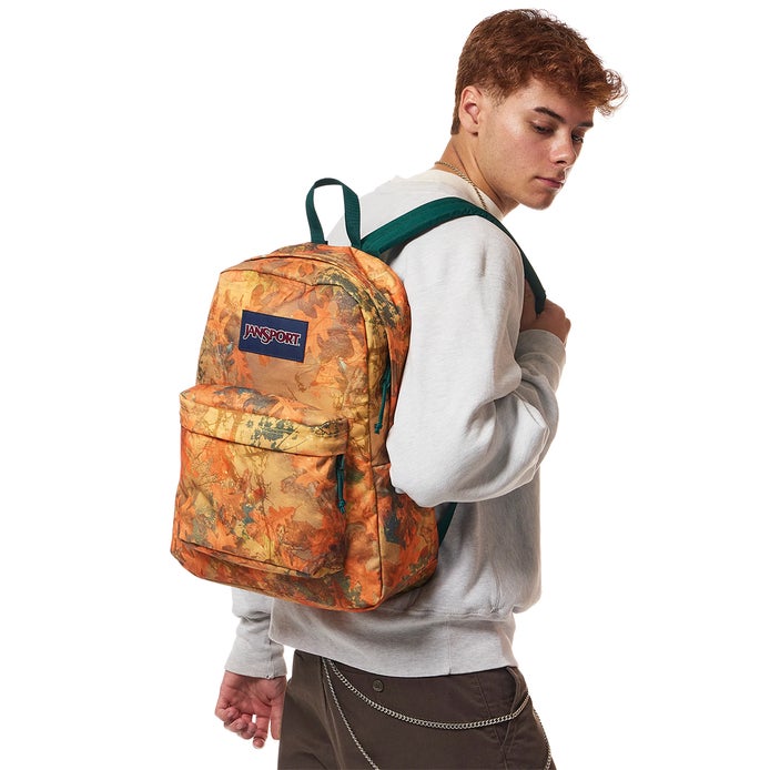 Jansport Superbreak Plus Backpack in Bogcore Camo Orange | Boardertown