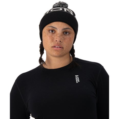 Mons Royale McCloud Merino Pom Pom Beanie in Black/White