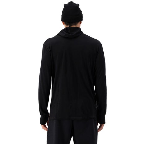 Mons Royale Yotei Merino Powder Hood L/S in Cedar/Black