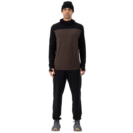 Mons Royale Yotei Merino Powder Hood L/S in Cedar/Black