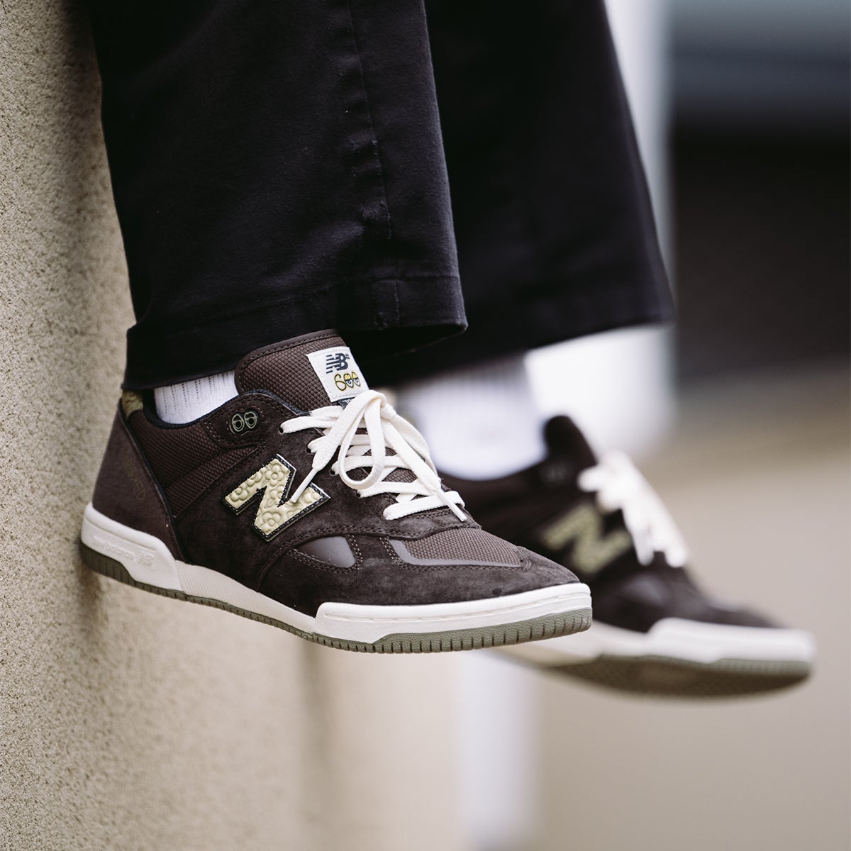 NB Numeric 600 X Krooked Shoe in Chocolate/Brown/Olive/Green