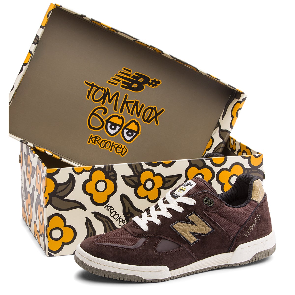 NB Numeric 600 X Krooked Shoe in Chocolate/Brown/Olive/Green