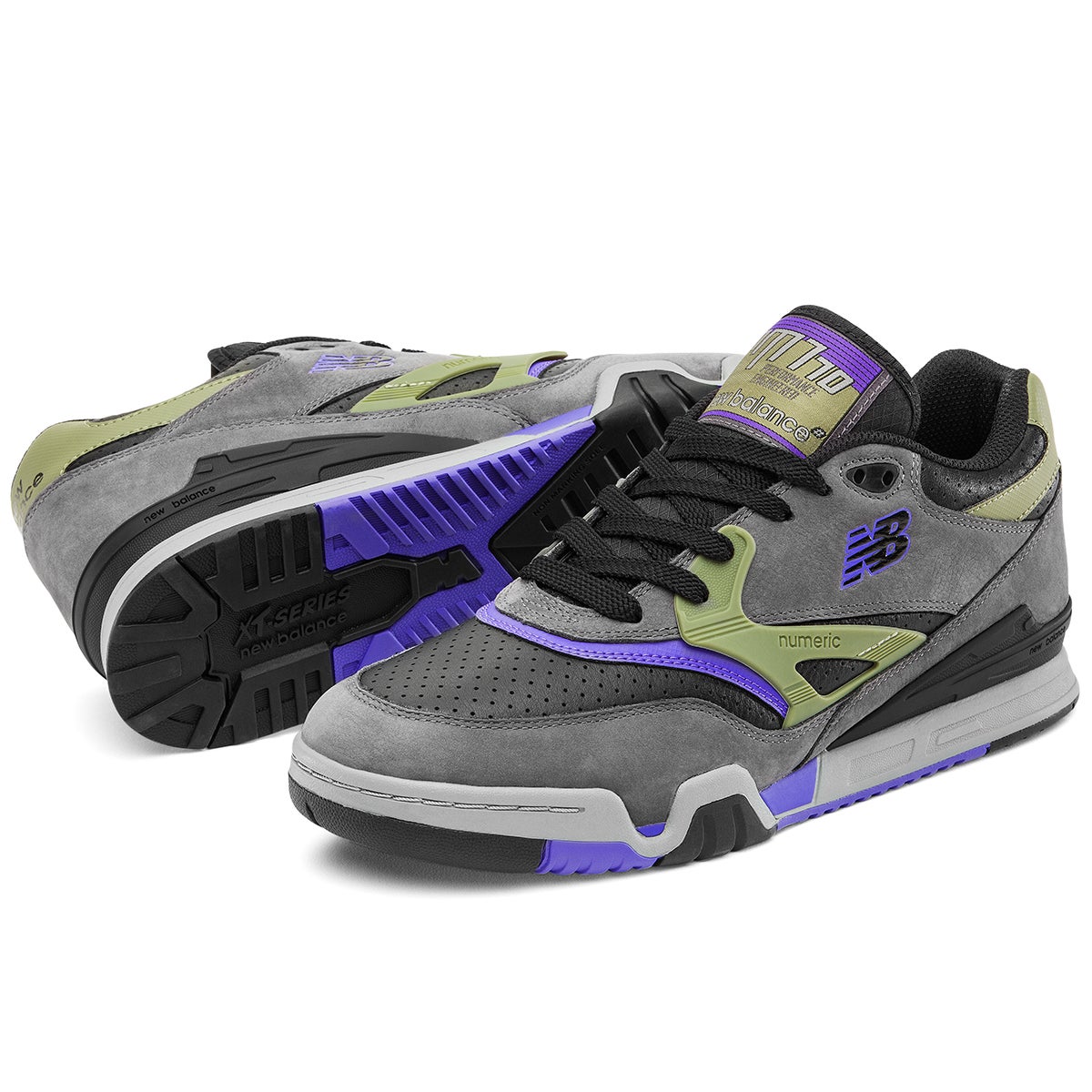 NB Numeric 770 Shoe in Grey/Black/Purple Boardertown