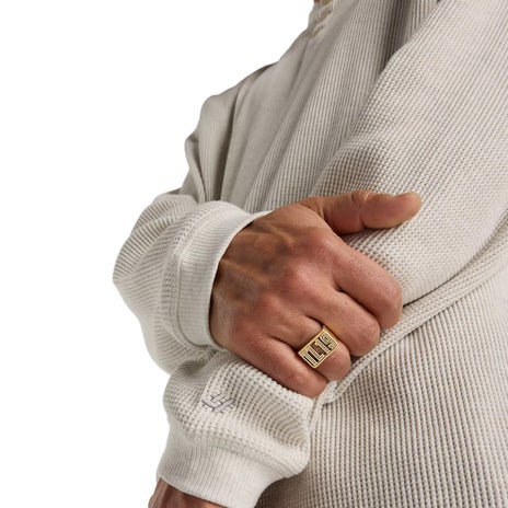 NB Numeric Henley Premium Waffle L/S Knit in Oatmeal Heather