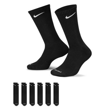 Nike Everyday Plus Cushioned Crew Sock 6 Pack in Black/White