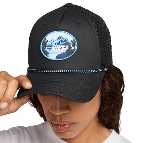 Nike Rise Trucker Cap in Black/Black/University Blue