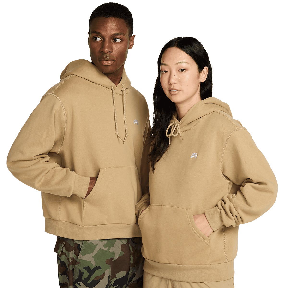Nike SB Fleece Pullover Skate Hood in Parachute Beige/White