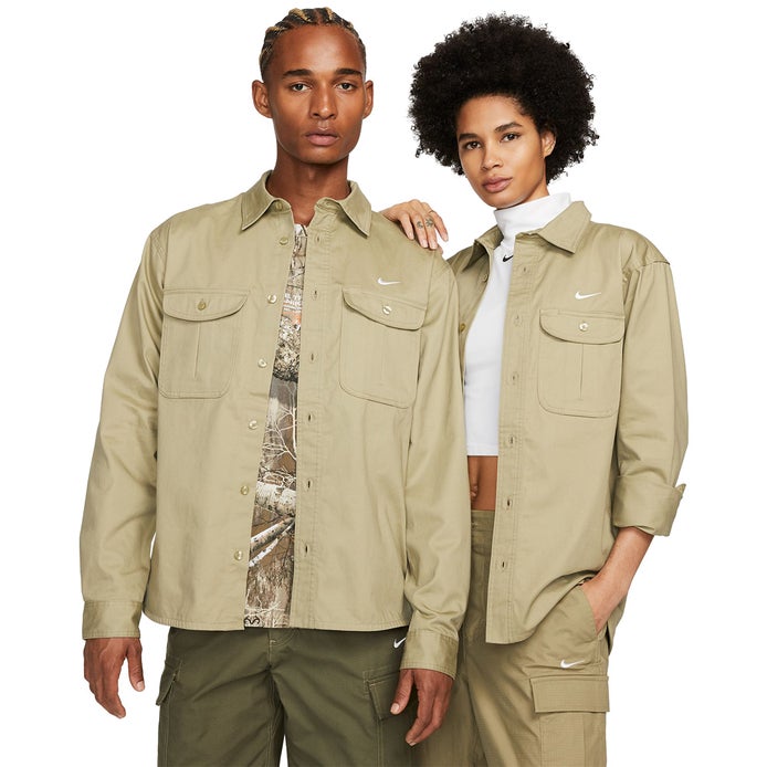 Nike SB Tanglin Woven Button Up L/S Shirt in Neutral Olive/White