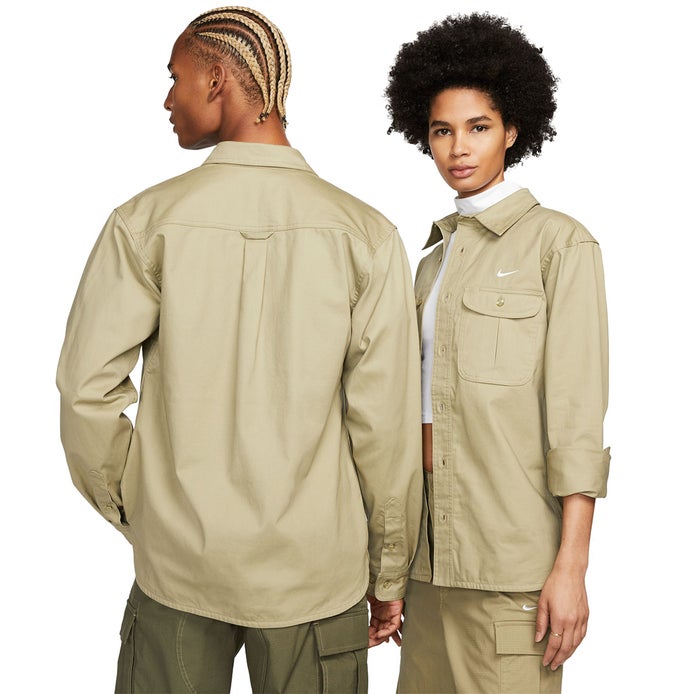Nike SB Tanglin Woven Button Up L/S Shirt in Neutral Olive/White