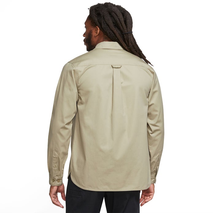 Nike SB Tanglin Woven Button Up L/S Shirt in Neutral Olive/White