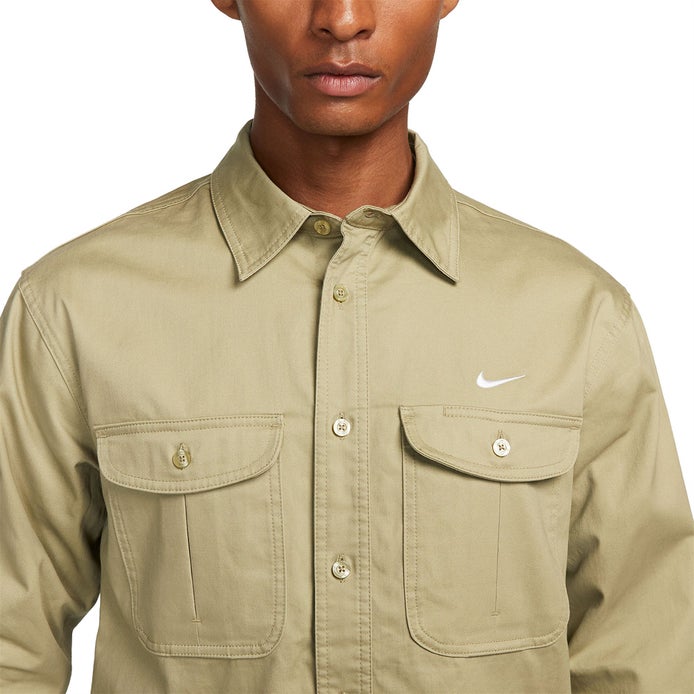 Nike SB Tanglin Woven Button Up L/S Shirt in Neutral Olive/White