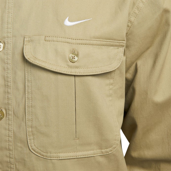 Nike SB Tanglin Woven Button Up L/S Shirt in Neutral Olive/White