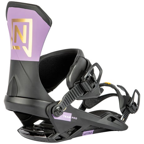 Nitro Team Pro Womens Snowboard Bindings in Purple/Gold/Black