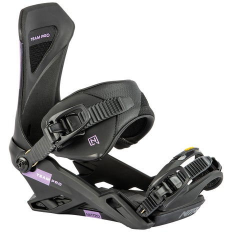 Nitro Team Pro Womens Snowboard Bindings in Purple/Gold/Black