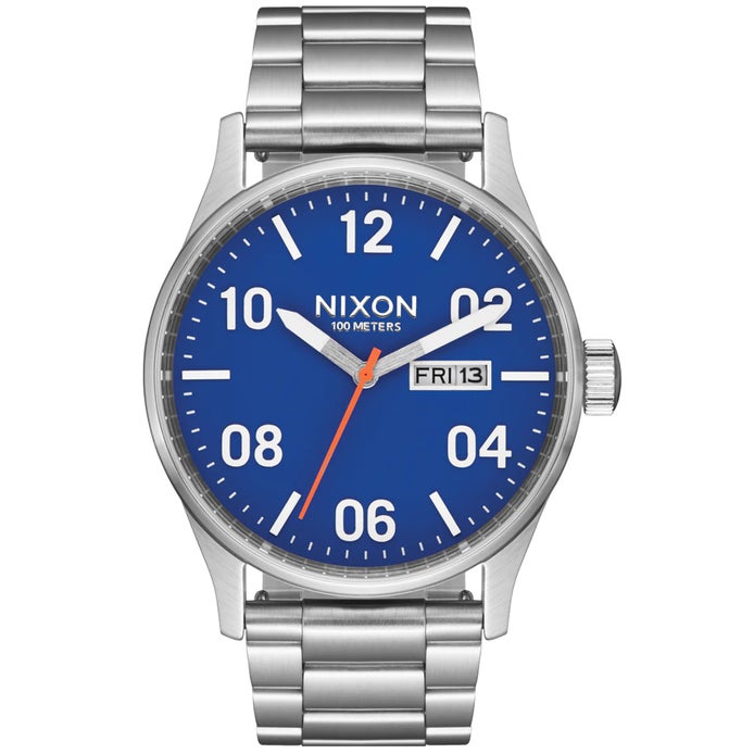 Nixon Sentry Stainless Steel Watch in Silver/Cobalt