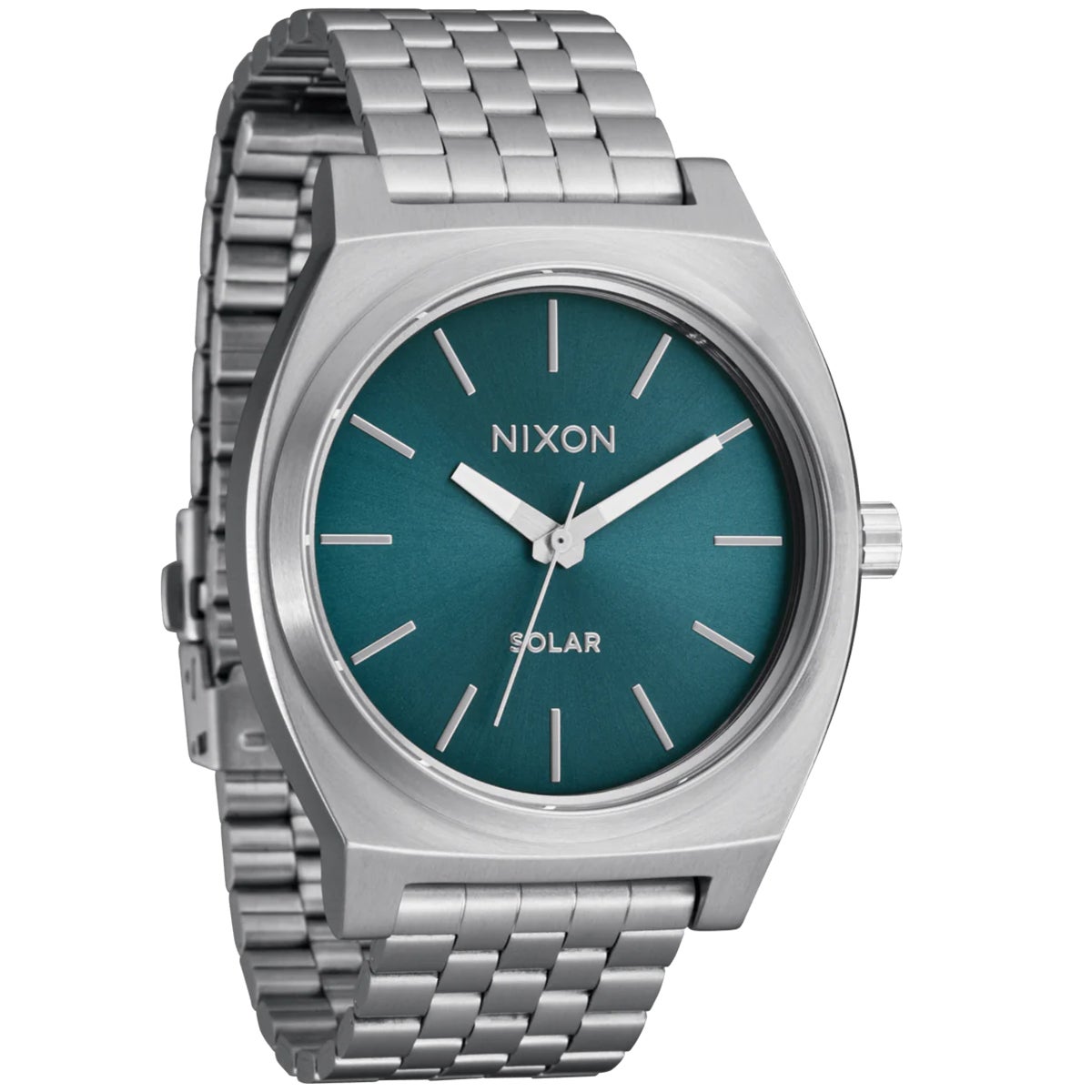 Nixon Time Teller Solar Watch in Silver/Dusty Blue Sunray