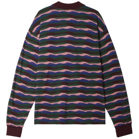 Obey Monaco Jacquard Polo L/S Shirt in Dark Cherry Multi
