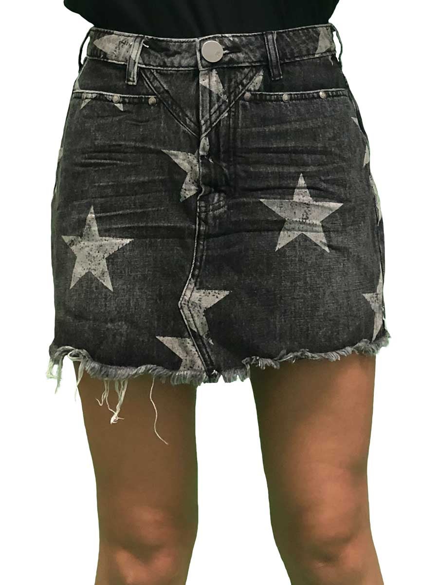 One Teaspoon Mid Waist Trucker Skirt in 