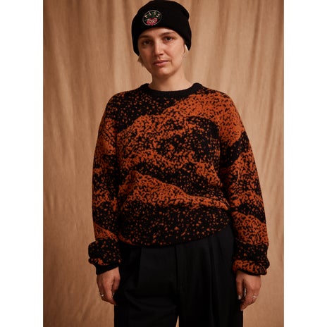 Passport Cave In Mohair Sweater in Black/Bronze