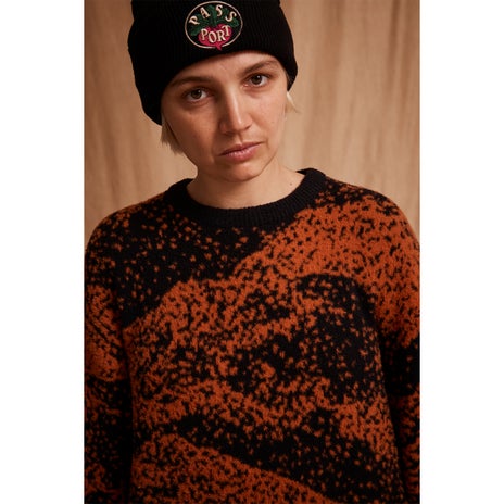 Passport Cave In Mohair Sweater in Black/Bronze