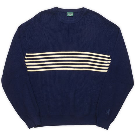 Passport Organic Cotton Stripe Knit Sweater in Navy/Cream