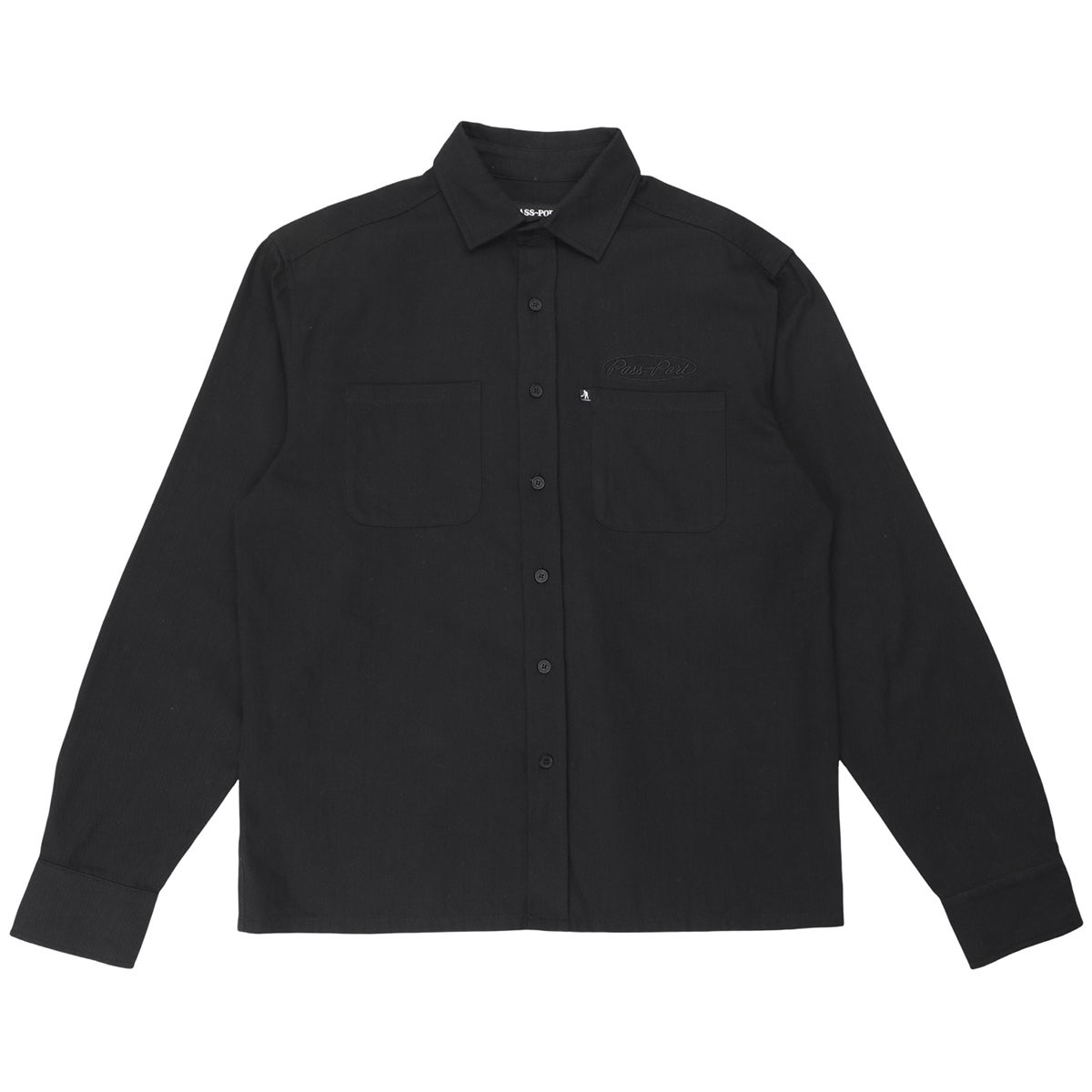 Passport Ovalit Herringbone L/S Shirt in Black | Boardertown US