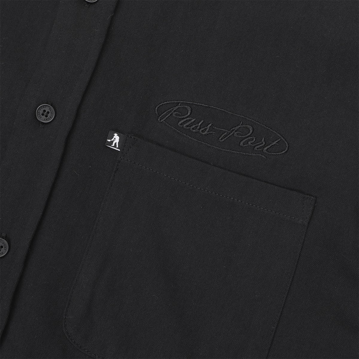 Passport Ovalit Herringbone L/S Shirt in Black | Boardertown US