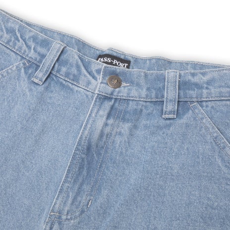 Passport Workers Club Jean Short in Washed Light Indigo