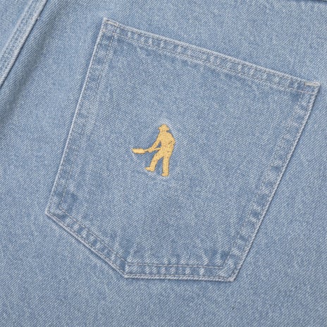 Passport Workers Club Jean Short in Washed Light Indigo